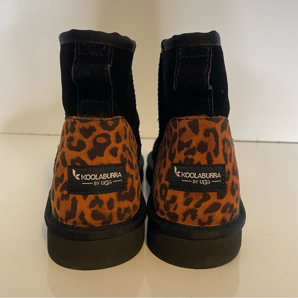 NWOT Koolaburra UGG Mini II Leopard print black suede fur ankle booties 10 - Picture 4 of 15